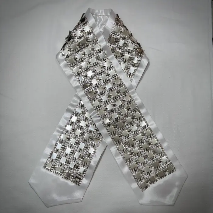 עטרה לטלית כסף טהור 4 שורות - ריבוע