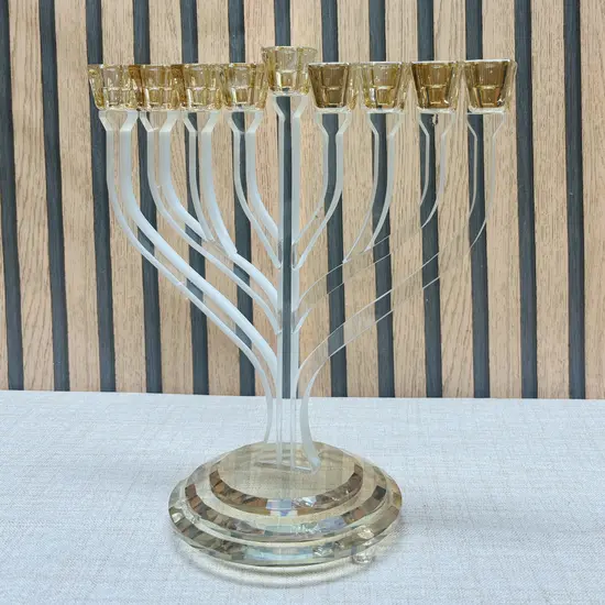 חנוכיה מעוצבת קריסטל זהב 31 ס"מ