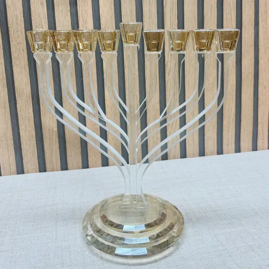 חנוכיה מעוצבת קריסטל זהב 31 ס"מ