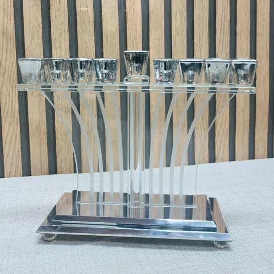 חנוכיה יוקרתית קריסטל כסף 21 ס"מ