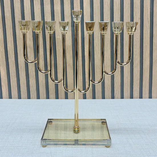חנוכית קריסטל מהודרת זהב 36 ס"מ