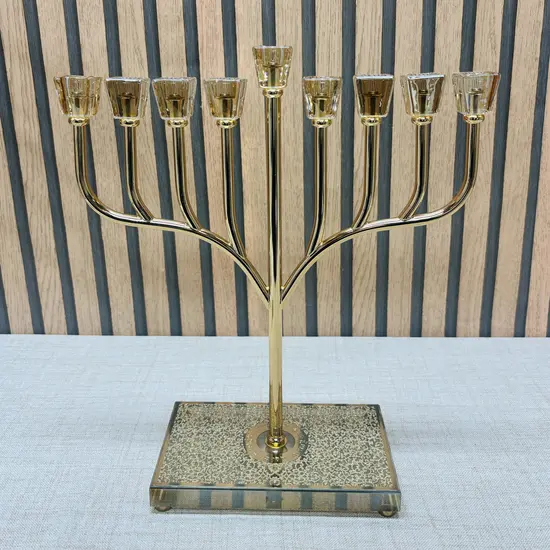 חנוכיה מהודרת זהב קריסטל 37 ס"מ