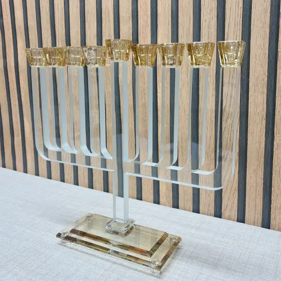 חנוכיה מעוצבת קריסטל זהב 33 ס"מ