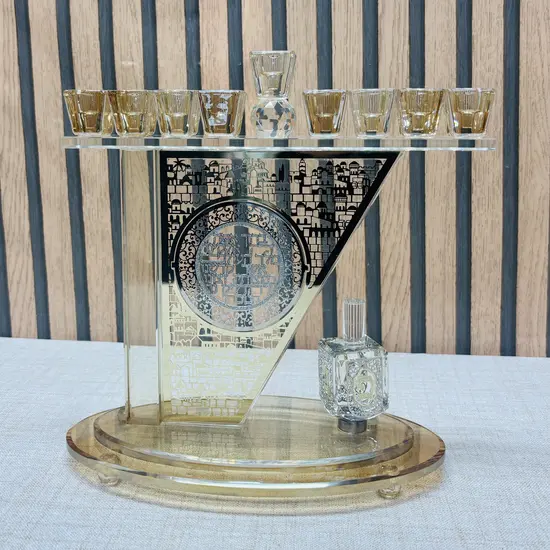 חנוכיה מהודרת קריסטל פלקטה זהב