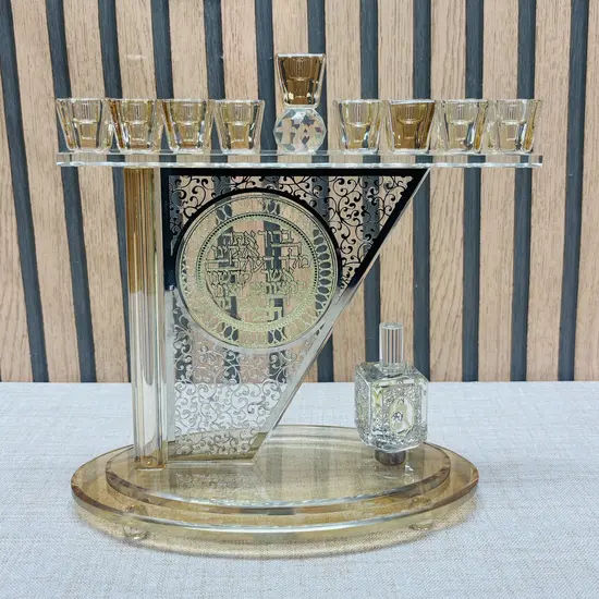 חנוכיה יוקרתית קריסטל פלקטה זהב עיטורים