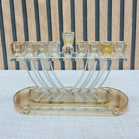 חנוכיה יוקרתית קריסטל זהב 19 ס"מ