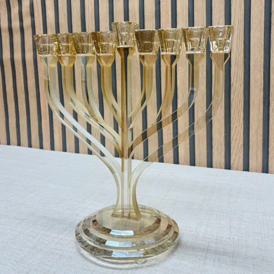 חנוכיה יוקרתית קריסטל זהב 31 ס"מ