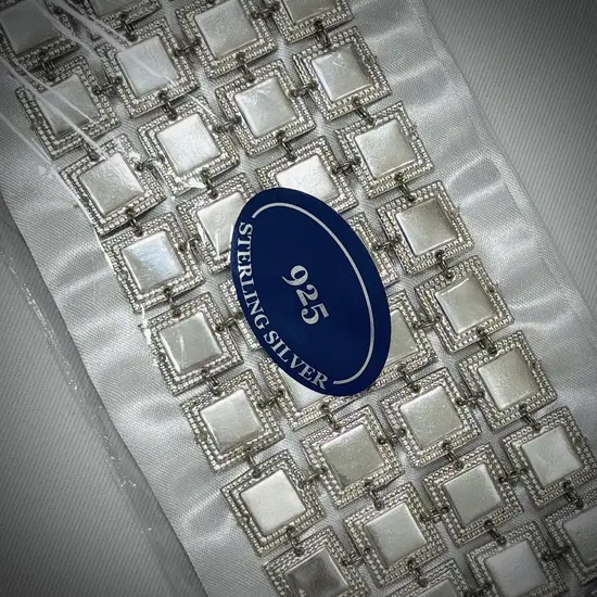 עטרה לטלית כסף טהור 4 שורות - ריבוע