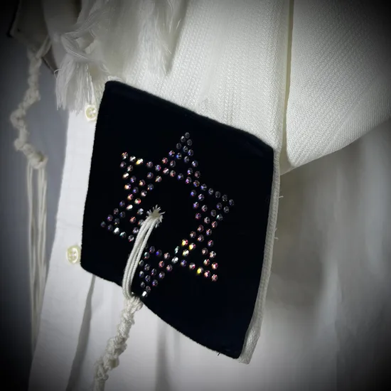 טלית סברובסקי יוקרתית דגם "דגל בלאק"