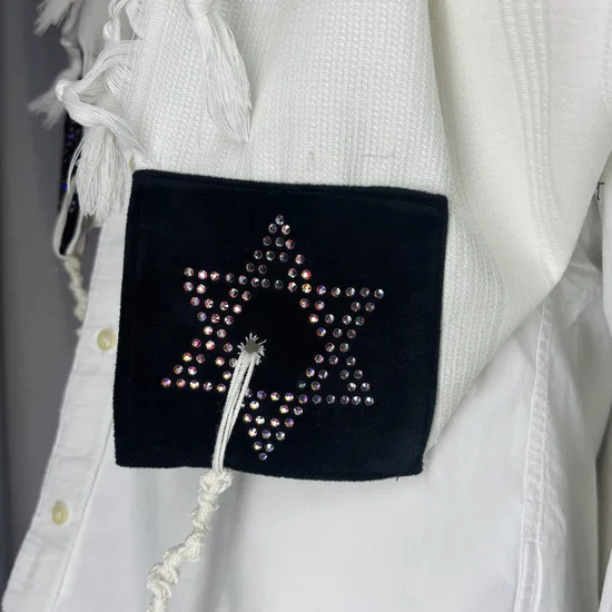 טלית סברובסקי יוקרתית דגם "דגל בלאק"