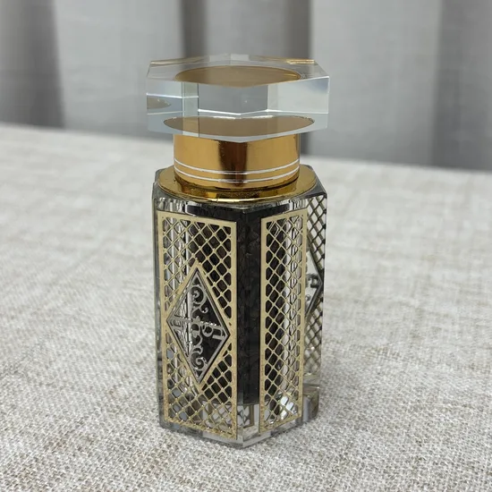 כלי לבשמים להבדלה קריסטל שילוב טס זהב כסף דגם "עיטור"