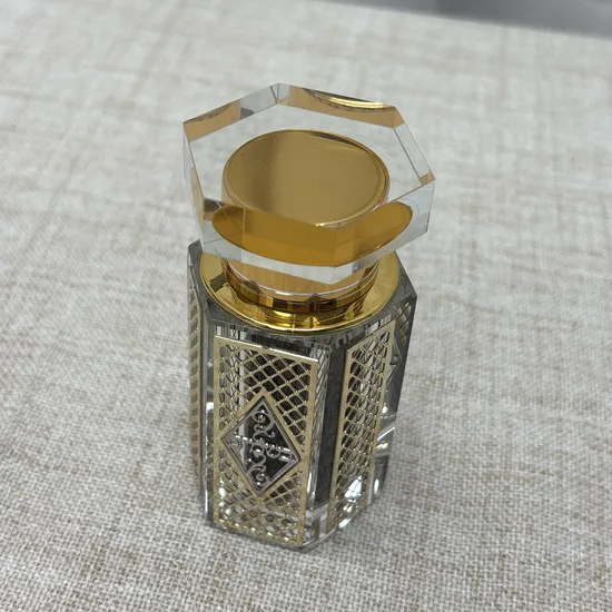 כלי לבשמים להבדלה קריסטל שילוב טס זהב כסף דגם "עיטור"