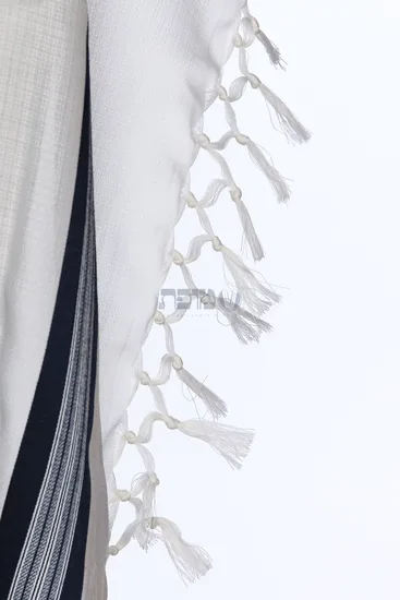 טלית צמר מהודרת דגם "מוסף" כחול נייבי