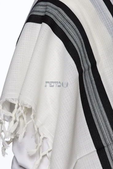 טלית צמר יוקרתית דגם "מוסף" שחור