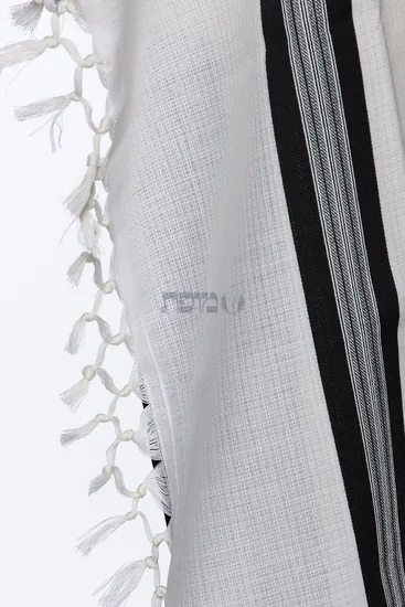 טלית צמר יוקרתית דגם "מוסף" שחור