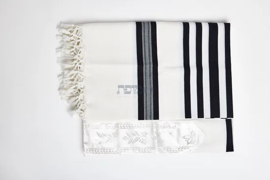 טלית צמר יוקרתית דגם "מוסף" שחור