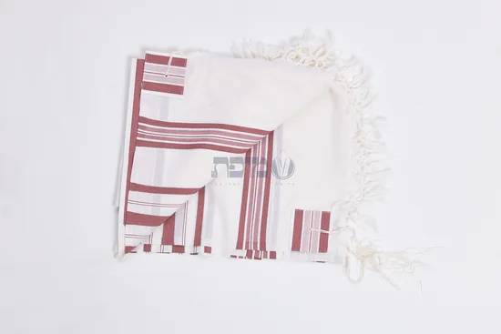 טלית צמר מהודרת דגם "הלל" בורדו