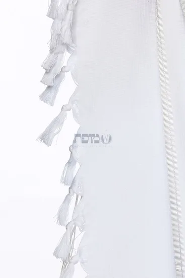 טלית לחתן כותנה דגם "רויאל" פסים לבן כסף
