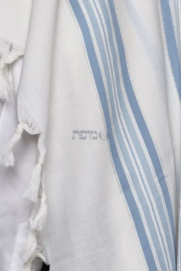 טלית צמר מהודרת לחתן דגם "למנצח" תכלת