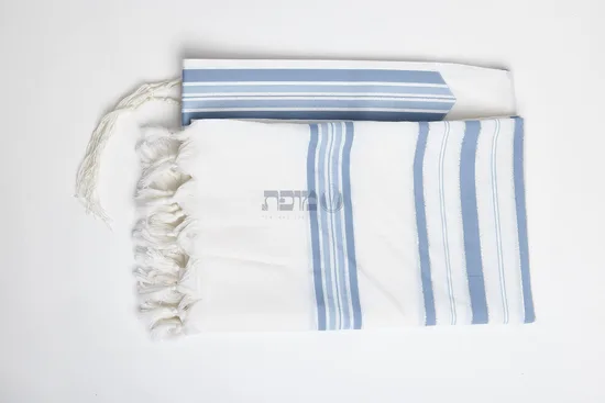 טלית צמר מהודרת לחתן דגם "למנצח" תכלת