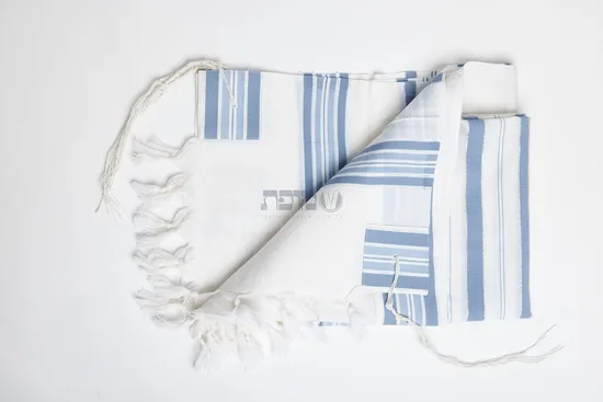 טלית צמר מהודרת לחתן דגם "למנצח" תכלת