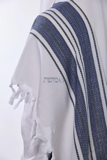 טלית יוקרתית לחתן דגם "הללויה" כחול שחור