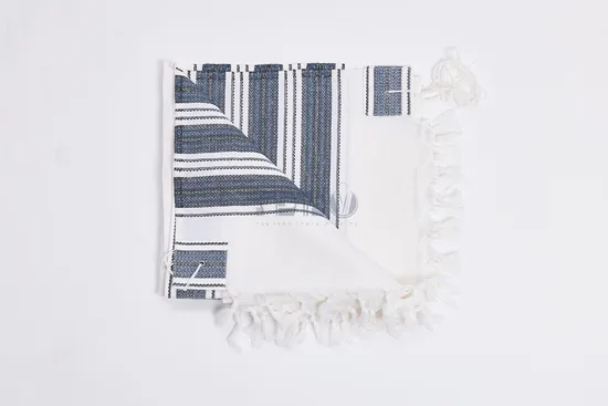 טלית יוקרתית צמר דגם "הללויה" שחור וכחול