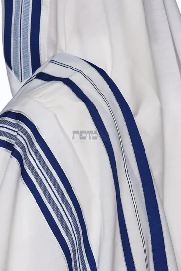 טלית צמר לחתן דגם "מודים" כחול רויאל