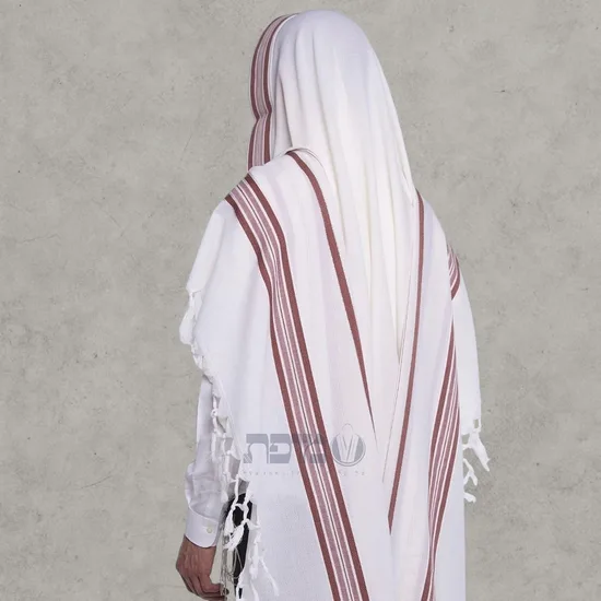 טלית צמר מהודרת דגם "הלל" בורדו