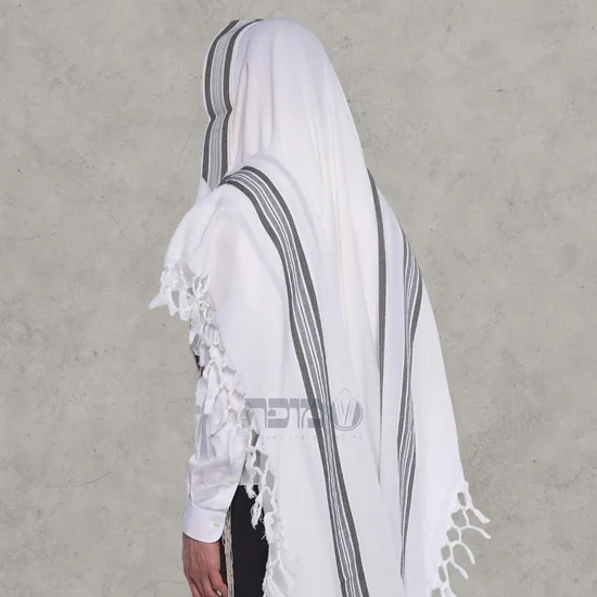 טלית צמר יוקרתית דגם "הלל" אפור