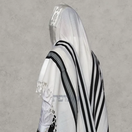 טלית צמר יוקרתית דגם "מוסף" שחור