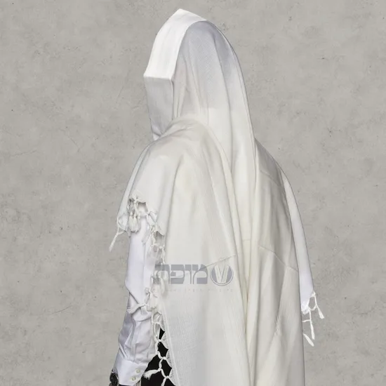 טלית צמר בית יוסף יוקרתית דגם "מוסף" לבן