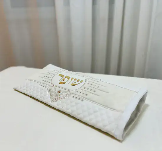 תיק מהודר לשופר, דמוי עור משולב בד, ריקמה , ואבנים.