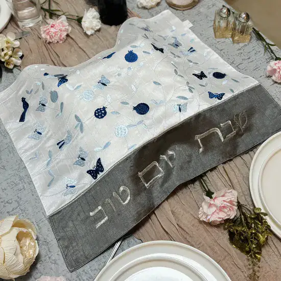 כיסוי לחלה מעוצב - במבוק טבעי, שילוב ריקמה