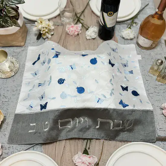כיסוי לחלה מעוצב - במבוק טבעי, שילוב ריקמה