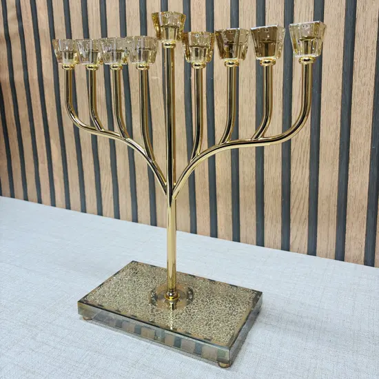 חנוכיה מהודרת זהב קריסטל 37 ס"מ