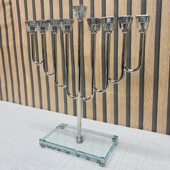 חנוכיה מהודרת קריסטל כסף 36 ס"מ