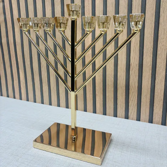 חנוכיה חב"ד מהודרת רוז גולד 36 ס"מ