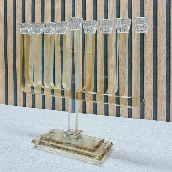 חנוכיה יוקרתית קריסטל זהב 33 ס"מ