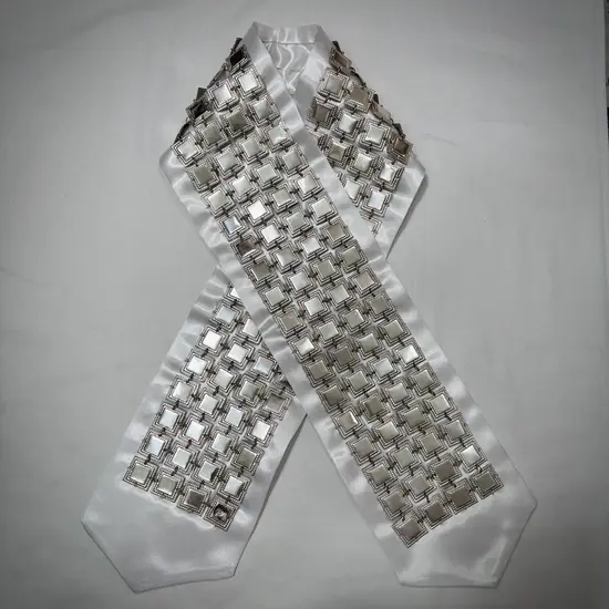 עטרה לטלית כסף טהור 4 שורות - ריבוע