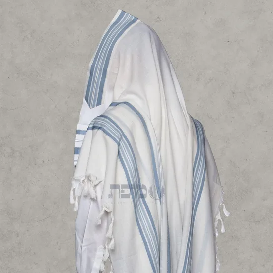 טלית צמר מהודרת לחתן דגם "למנצח" תכלת