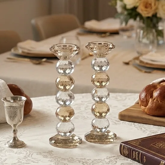 פמוטים קריסטל מהודרים - דגם יהלום