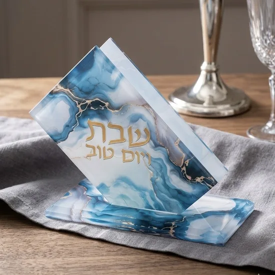 מעמד לגפרורים אקריליק - שיש כחול