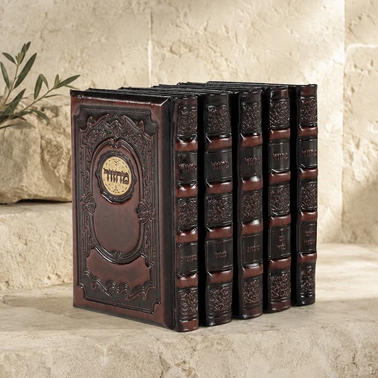 סט מחזורים עור אמיתי דגם הדר - חום בורדו