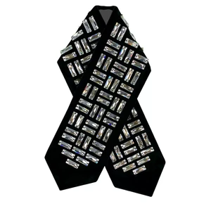 עטרה לטלית סברובסקי SWAROVSKI מלבן דק על קטיפה שחורה