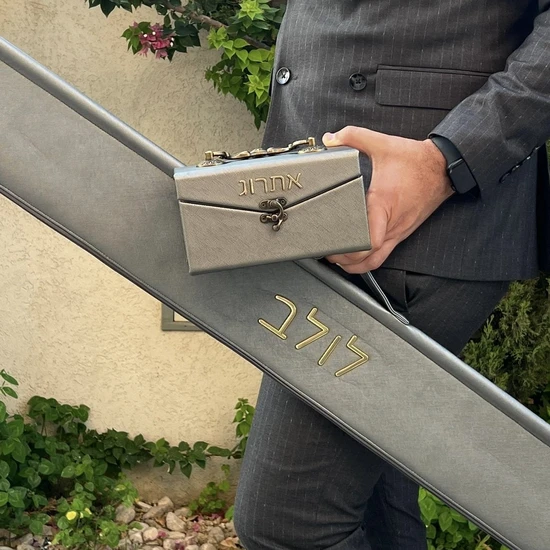 סט נרתיקים ללולב ואתרוג דגם מלכות - גריי