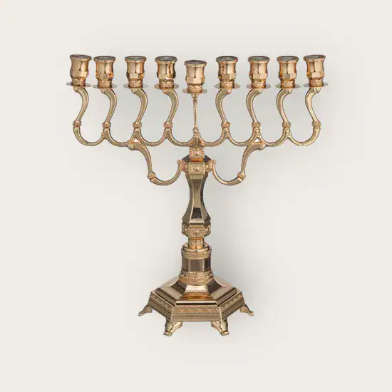 חנוכייה יוקרתית ציפוי רוז גולד 36 ס"מ.