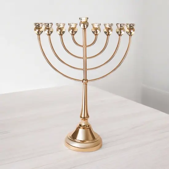 חנוכיה יוקרתית רוז גולד קנים קריסטל 62 ס"מ