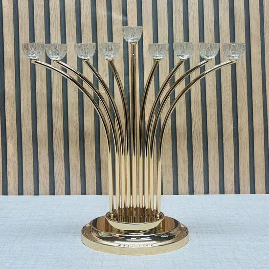 חנוכיה יוקרתית ציפוי זהב 43 ס"מ